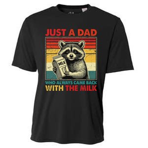 Retro Raccoon Just A Dad Who Always Came Back With The Milk Cooling Performance Crew T-Shirt