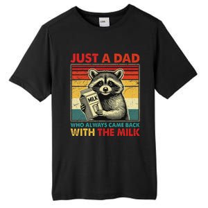 Retro Raccoon Just A Dad Who Always Came Back With The Milk Tall Fusion ChromaSoft Performance T-Shirt