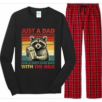 Retro Raccoon Just A Dad Who Always Came Back With The Milk Long Sleeve Pajama Set