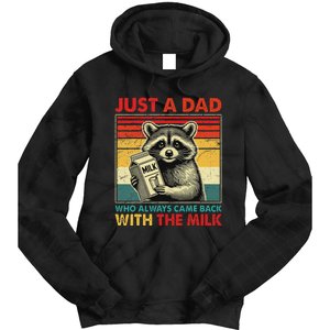 Retro Raccoon Just A Dad Who Always Came Back With The Milk Tie Dye Hoodie