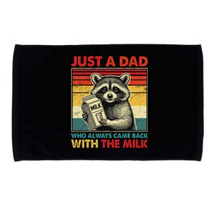 Retro Raccoon Just A Dad Who Always Came Back With The Milk Microfiber Hand Towel