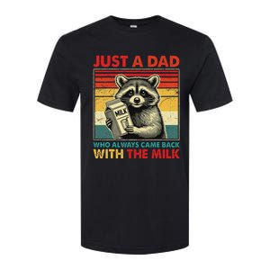 Retro Raccoon Just A Dad Who Always Came Back With The Milk Softstyle CVC T-Shirt