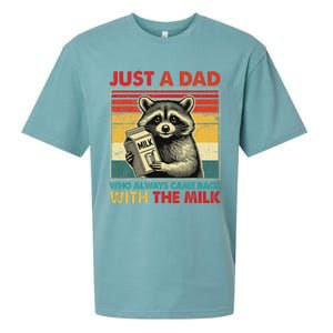 Retro Raccoon Just A Dad Who Always Came Back With The Milk Sueded Cloud Jersey T-Shirt