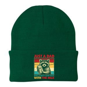 Retro Raccoon Just A Dad Who Always Came Back With The Milk Knit Cap Winter Beanie