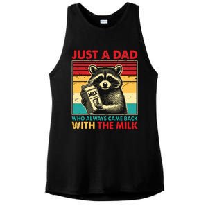 Retro Raccoon Just A Dad Who Always Came Back With The Milk Ladies PosiCharge Tri-Blend Wicking Tank