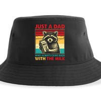 Retro Raccoon Just A Dad Who Always Came Back With The Milk Sustainable Bucket Hat