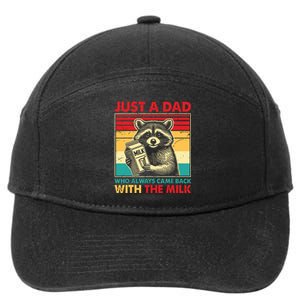 Retro Raccoon Just A Dad Who Always Came Back With The Milk 7-Panel Snapback Hat