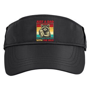 Retro Raccoon Just A Dad Who Always Came Back With The Milk Adult Drive Performance Visor