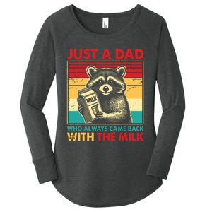 Retro Raccoon Just A Dad Who Always Came Back With The Milk Women's Perfect Tri Tunic Long Sleeve Shirt