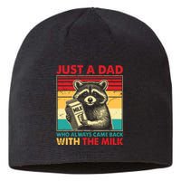 Retro Raccoon Just A Dad Who Always Came Back With The Milk Sustainable Beanie