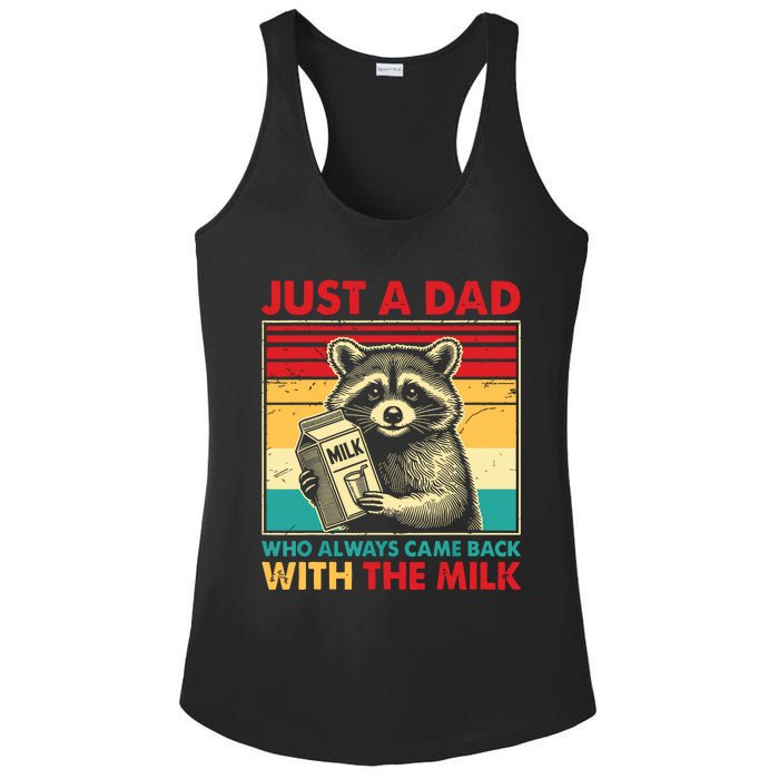 Retro Raccoon Just A Dad Who Always Came Back With The Milk Ladies PosiCharge Competitor Racerback Tank