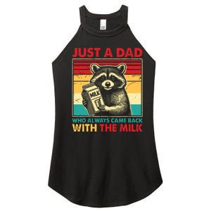 Retro Raccoon Just A Dad Who Always Came Back With The Milk Women's Perfect Tri Rocker Tank