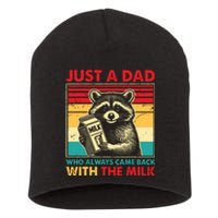 Retro Raccoon Just A Dad Who Always Came Back With The Milk Short Acrylic Beanie