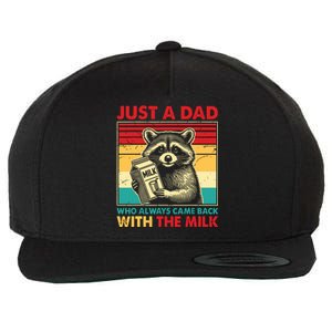 Retro Raccoon Just A Dad Who Always Came Back With The Milk Wool Snapback Cap