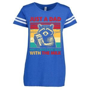 Retro Raccoon Just A Dad Who Always Came Back With The Milk Enza Ladies Jersey Football T-Shirt