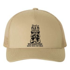 Retro Raccoon Just A Dad Who Always Came Back With The Milk Yupoong Adult 5-Panel Trucker Hat