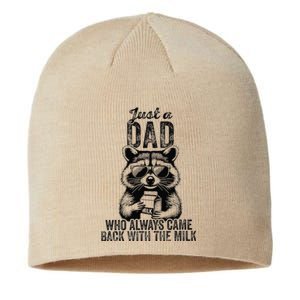 Retro Raccoon Just A Dad Who Always Came Back With The Milk Sustainable Beanie