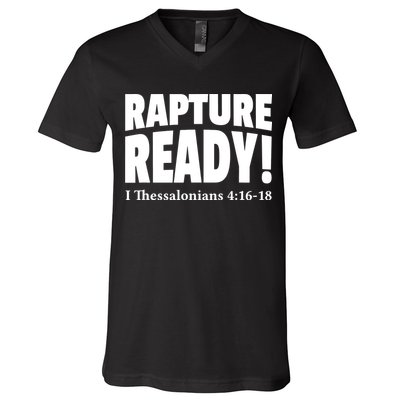 Rapture Ready Jesus Is Coming Christian V-Neck T-Shirt