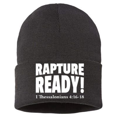 Rapture Ready Jesus Is Coming Christian Sustainable Knit Beanie