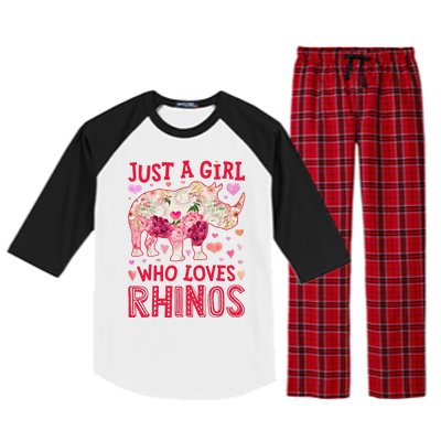 Rhino Rhinoceros Just A Who Loves Rhinos Flower Floral Raglan Sleeve Pajama Set