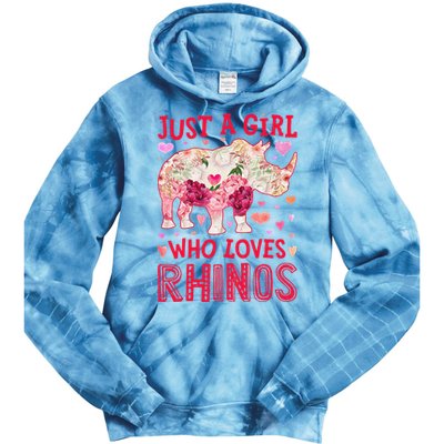 Rhino Rhinoceros Just A Who Loves Rhinos Flower Floral Tie Dye Hoodie