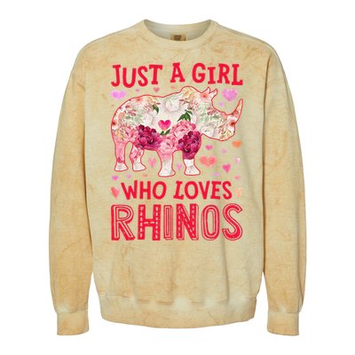 Rhino Rhinoceros Just A Who Loves Rhinos Flower Floral Colorblast Crewneck Sweatshirt