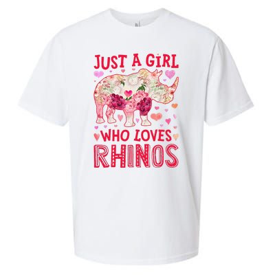 Rhino Rhinoceros Just A Who Loves Rhinos Flower Floral Sueded Cloud Jersey T-Shirt