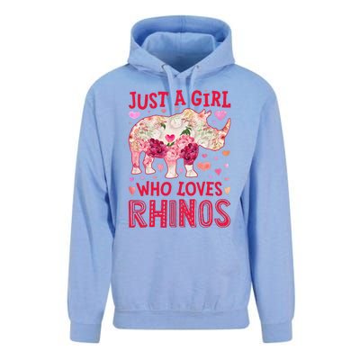 Rhino Rhinoceros Just A Who Loves Rhinos Flower Floral Unisex Surf Hoodie