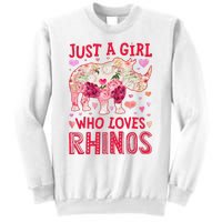 Rhino Rhinoceros Just A Who Loves Rhinos Flower Floral Sweatshirt