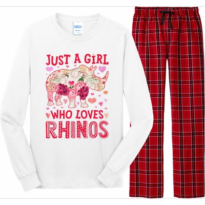 Rhino Rhinoceros Just A Who Loves Rhinos Flower Floral Long Sleeve Pajama Set