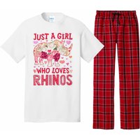 Rhino Rhinoceros Just A Who Loves Rhinos Flower Floral Pajama Set