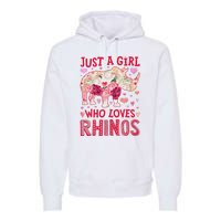 Rhino Rhinoceros Just A Who Loves Rhinos Flower Floral Premium Hoodie