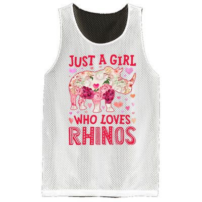 Rhino Rhinoceros Just A Who Loves Rhinos Flower Floral Mesh Reversible Basketball Jersey Tank