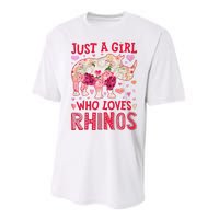 Rhino Rhinoceros Just A Who Loves Rhinos Flower Floral Performance Sprint T-Shirt