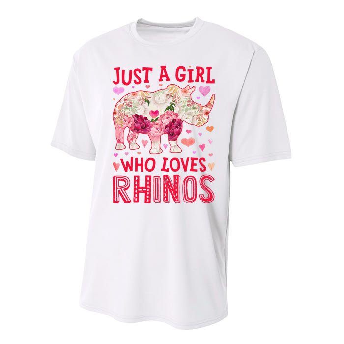 Rhino Rhinoceros Just A Who Loves Rhinos Flower Floral Performance Sprint T-Shirt