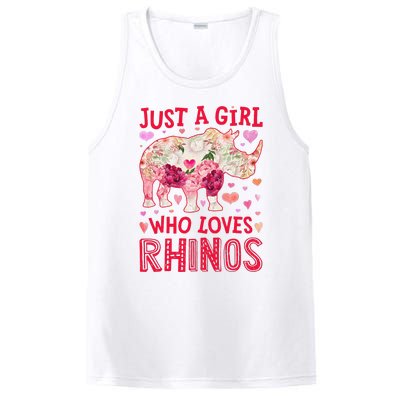 Rhino Rhinoceros Just A Who Loves Rhinos Flower Floral PosiCharge Competitor Tank