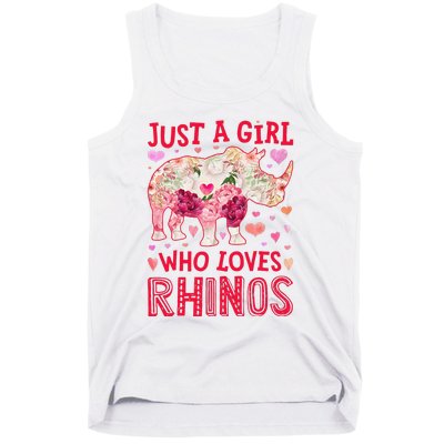 Rhino Rhinoceros Just A Who Loves Rhinos Flower Floral Tank Top