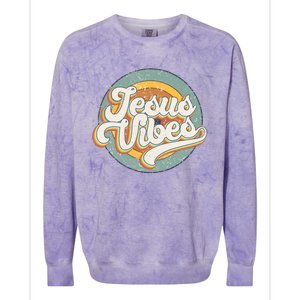 Retro Rainbow Jesus Vibes Bible Verse Christian Religious Gift Colorblast Crewneck Sweatshirt