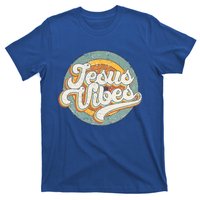 Retro Rainbow Jesus Vibes Bible Verse Christian Religious Gift T-Shirt