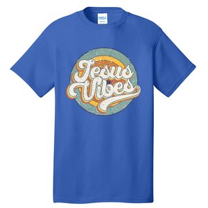 Retro Rainbow Jesus Vibes Bible Verse Christian Religious Gift Tall T-Shirt