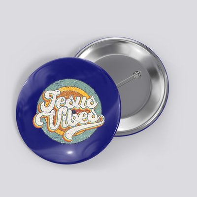 Retro Rainbow Jesus Vibes Bible Verse Christian Religious Gift Button