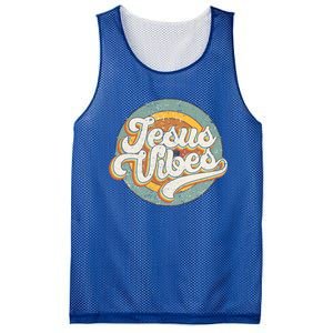 Retro Rainbow Jesus Vibes Bible Verse Christian Religious Gift Mesh Reversible Basketball Jersey Tank