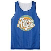 Retro Rainbow Jesus Vibes Bible Verse Christian Religious Gift Mesh Reversible Basketball Jersey Tank