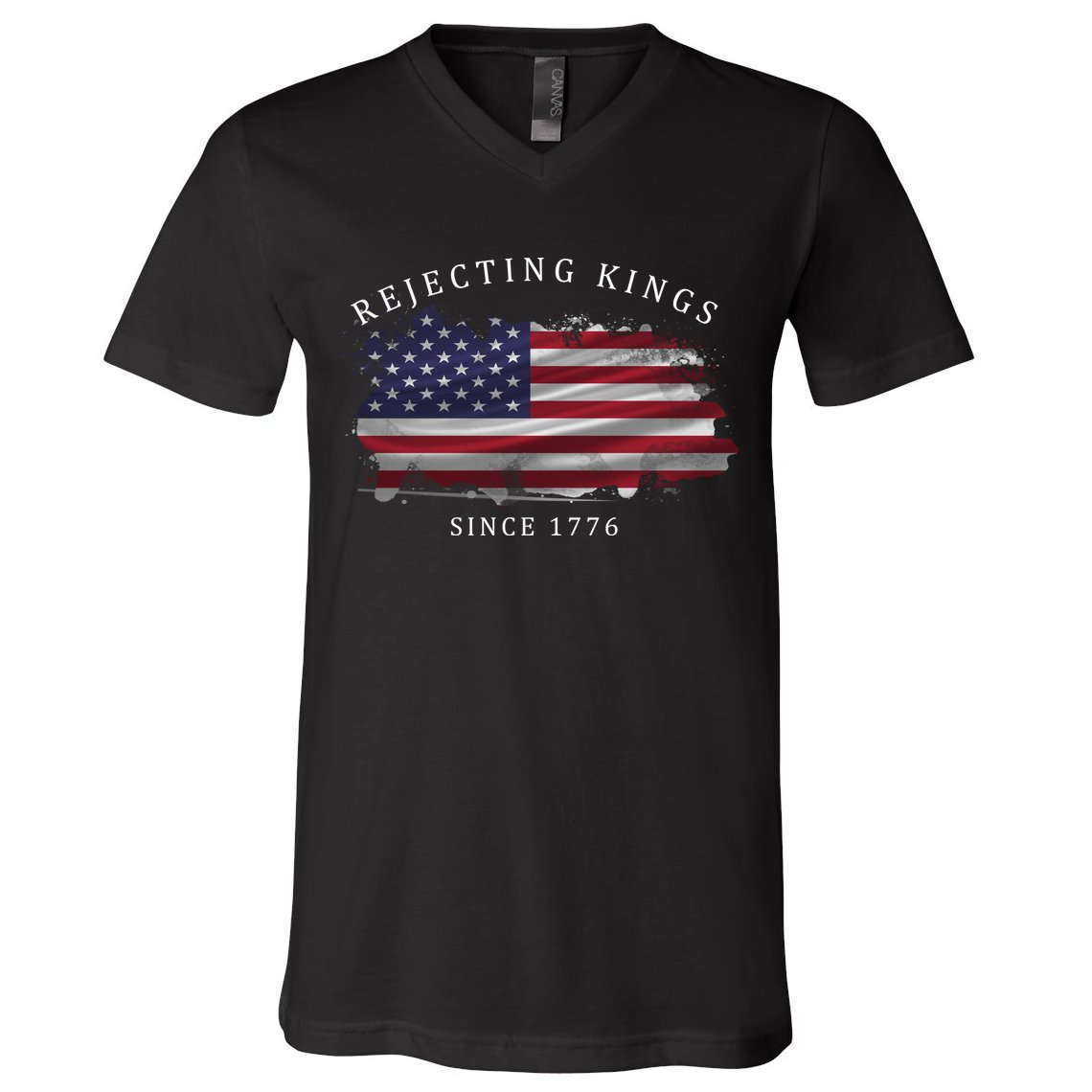 Retro Rejecting Kings Since 1776 Protest Pro Democracy V-Neck T-Shirt