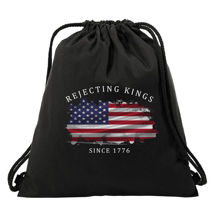 Retro Rejecting Kings Since 1776 Protest Pro Democracy Drawstring Bag