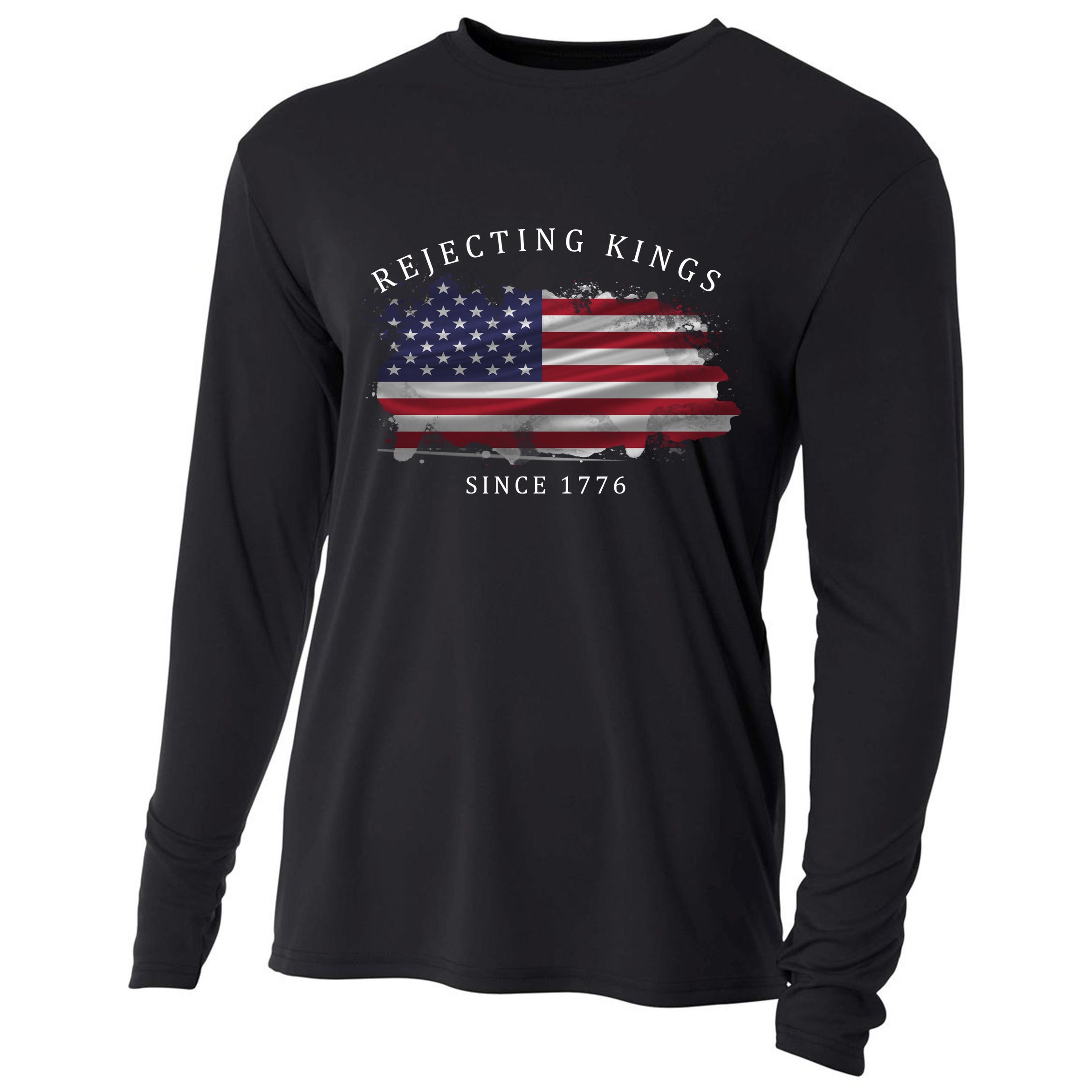 Retro Rejecting Kings Since 1776 Protest Pro Democracy Cooling Performance Long Sleeve Crew