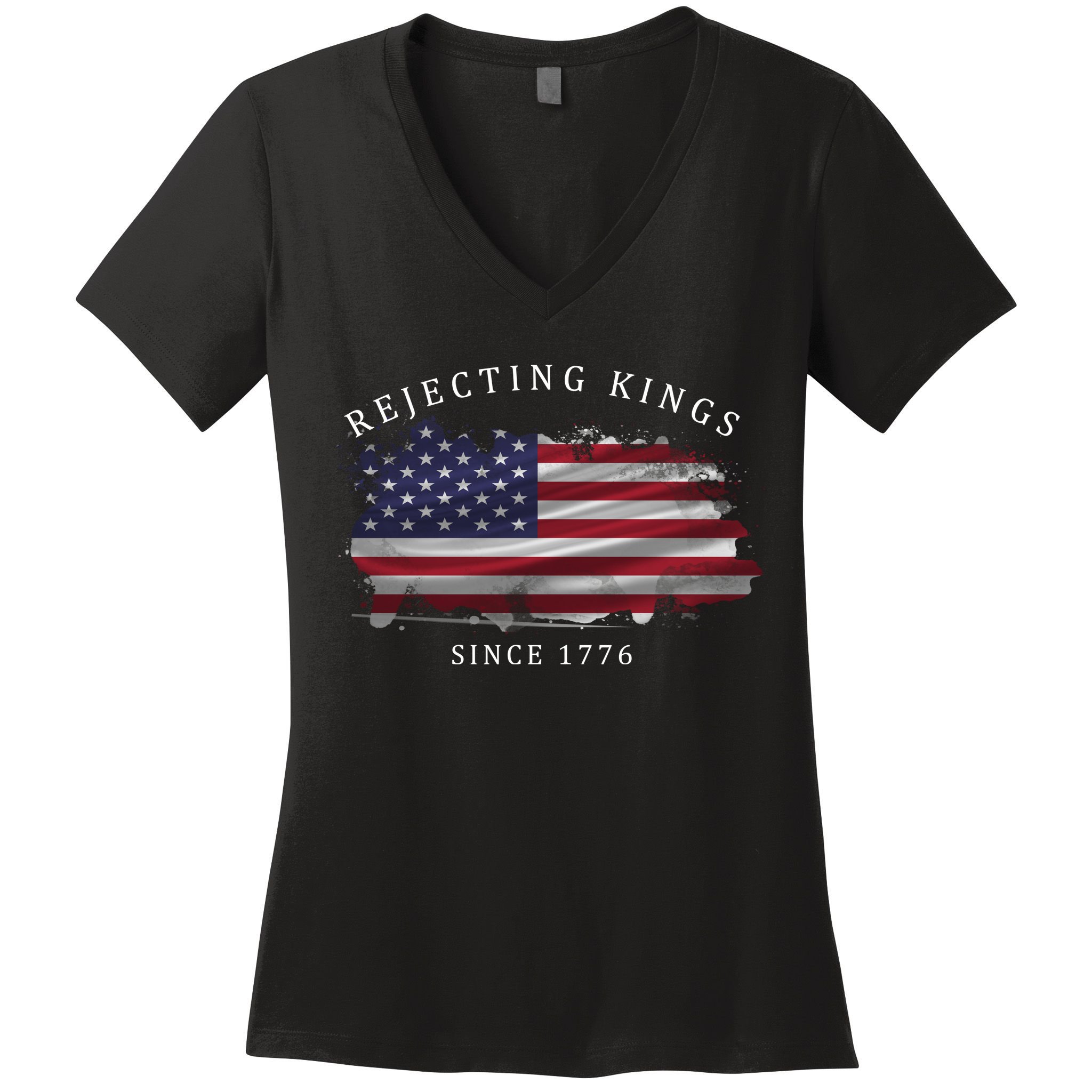 Retro Rejecting Kings Since 1776 Protest Pro Democracy Women's V-Neck T-Shirt