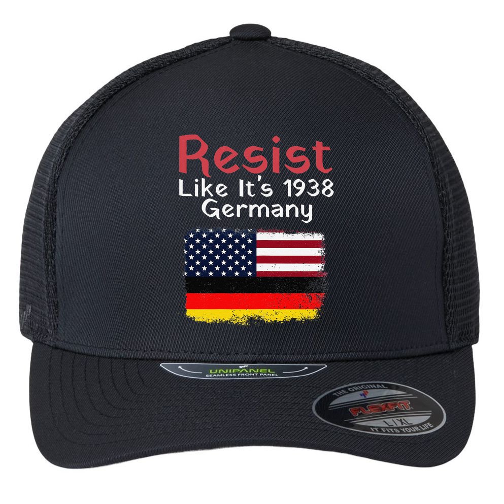 Retro Resist Like Its 1938 Germany Usa Germany Flag Vintage Flexfit Unipanel Trucker Cap