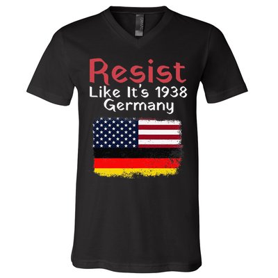 Retro Resist Like Its 1938 Germany Usa Germany Flag Vintage V-Neck T-Shirt