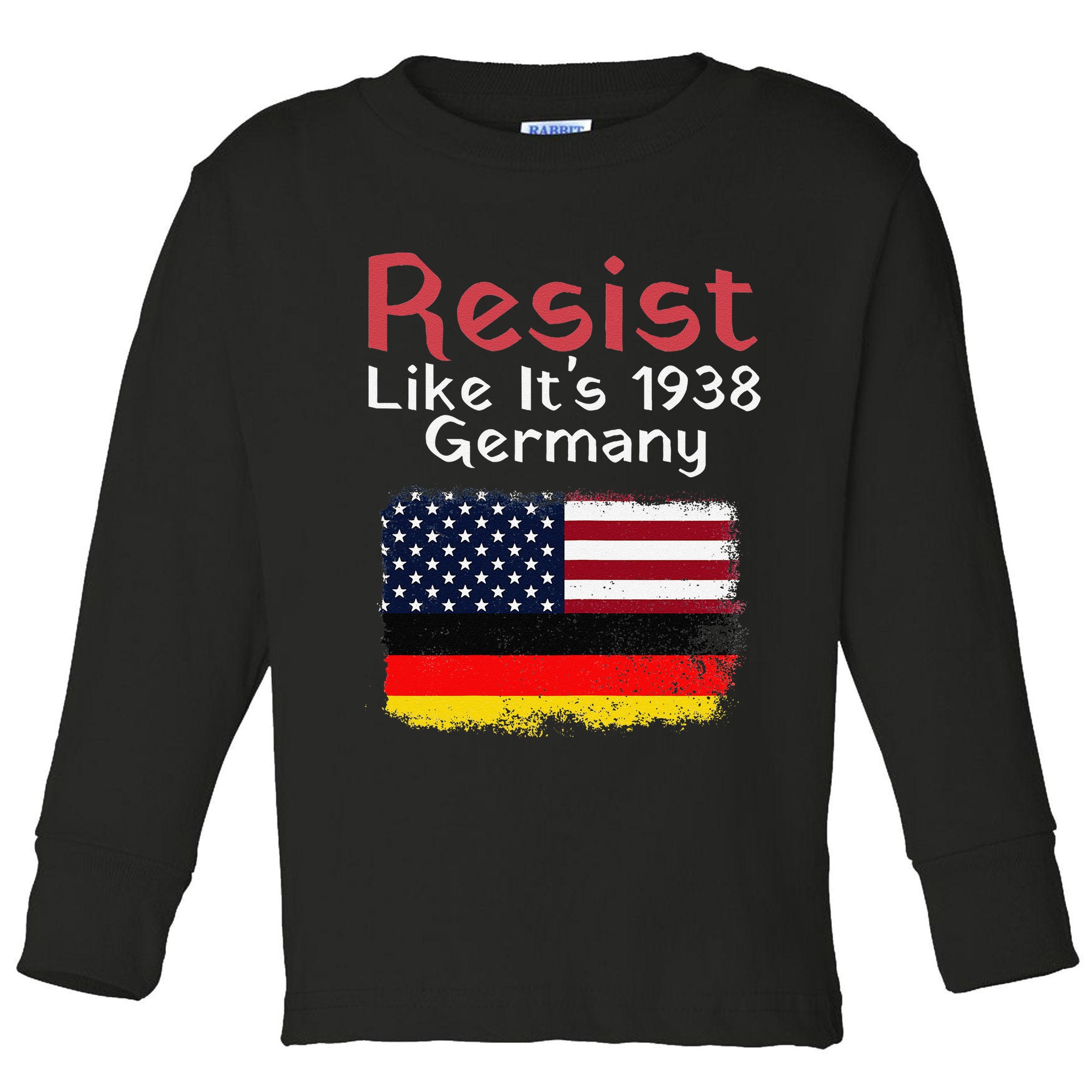 Retro Resist Like Its 1938 Germany Usa Germany Flag Vintage Toddler Long Sleeve Shirt